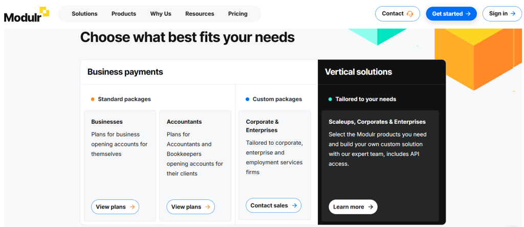 Modulr pricing Page