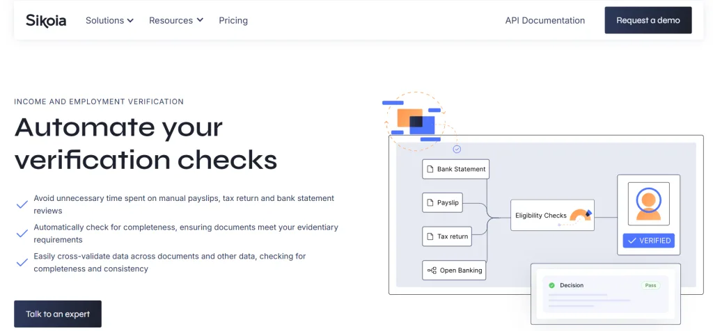 Verify Income in Seconds: 5 Powerful Salary Verification APIs for UK Teams 5 Sikoia homepage