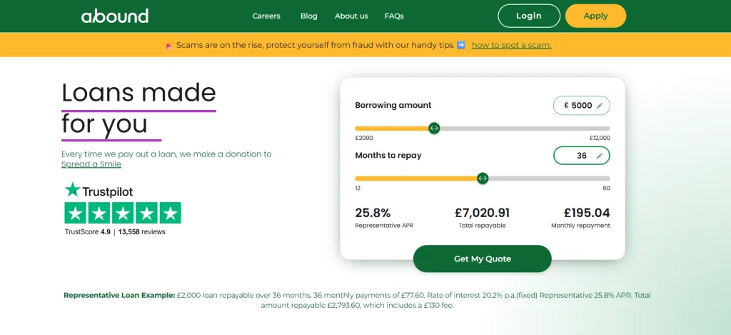 Abound homepage