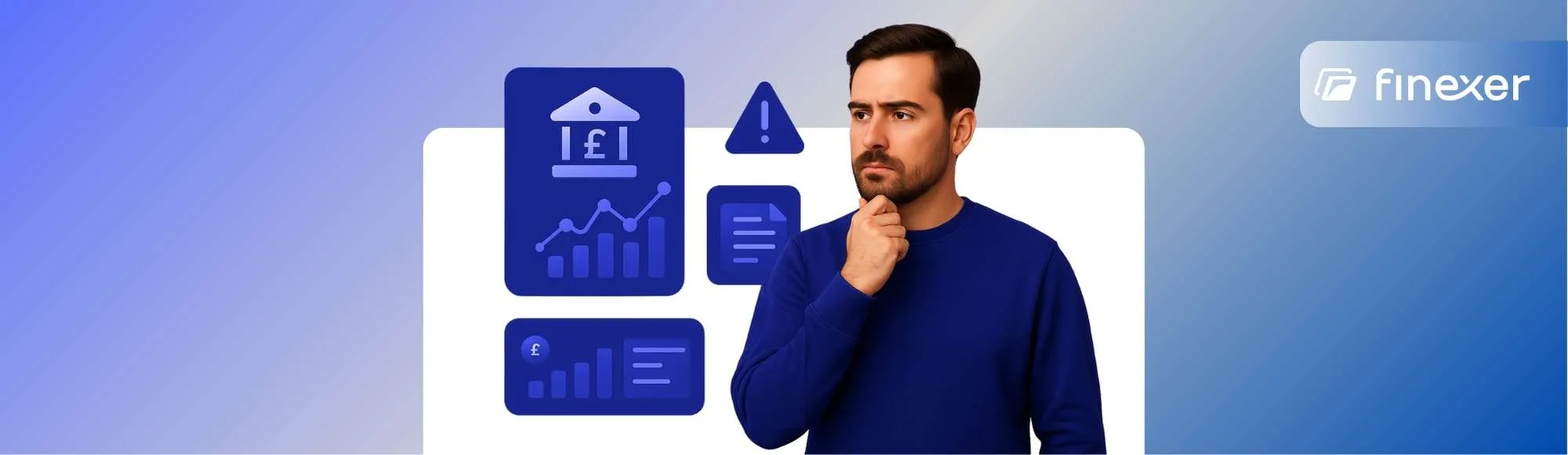 A digital photograph with graphic elements showing a young man in a hoodie interacting with a futuristic digital interface, symbolising real-time risk profiling using Open Banking data, against a deep blue background.