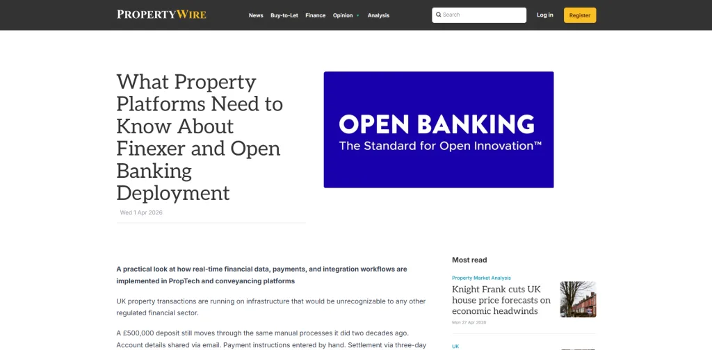 Finexer Featured in PropertyWire: Open Banking Deployment for UK Property Platforms 3 image 4