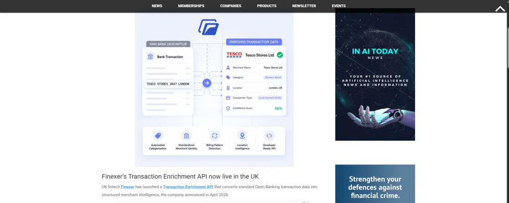 Finexer Featured in UK Fintech: Transaction Enrichment API Now Live in the UK 3 image 5