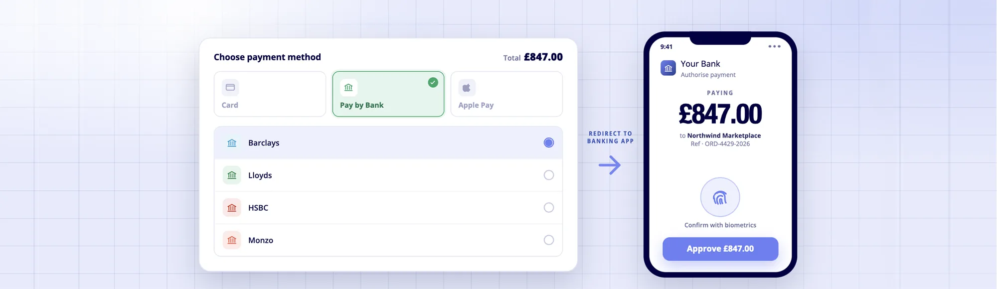How to Add Pay by Bank Transfer to Your Platform Checkout 1 Pay by bank transfer checkout option alongside card and wallet on UK platform with banking app authentication