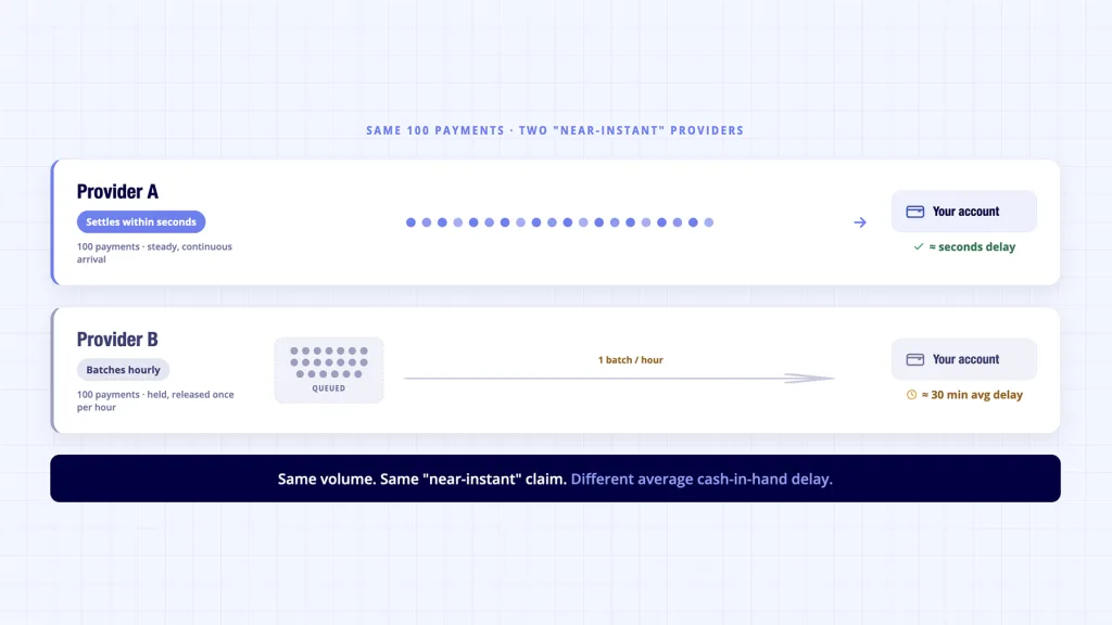How to Compare Pay by Bank Providers in the UK 4 Pay by Bank settlement speed comparison - seconds versus hourly batching despite both marketed as near-instant