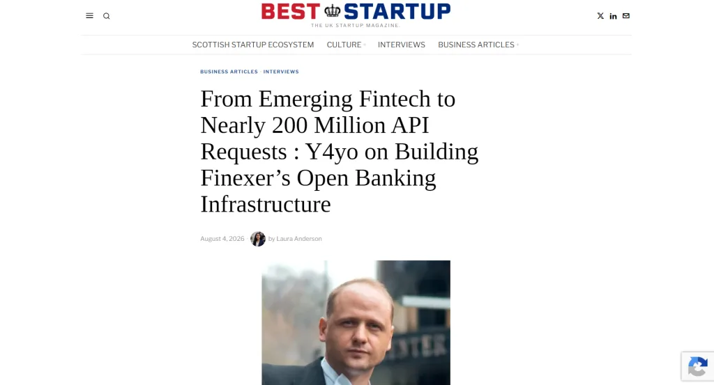 Yuriy Yakushko Featured in BestStartup UK: The Founding Vision Behind Finexer 3 image 1