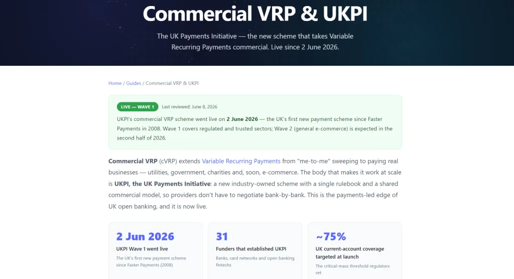 UK Payments Initiative Goes Live, Taking Variable Recurring Payments Commercial 3 UK Payments Initiative Live: Commercial VRP Explained 2026